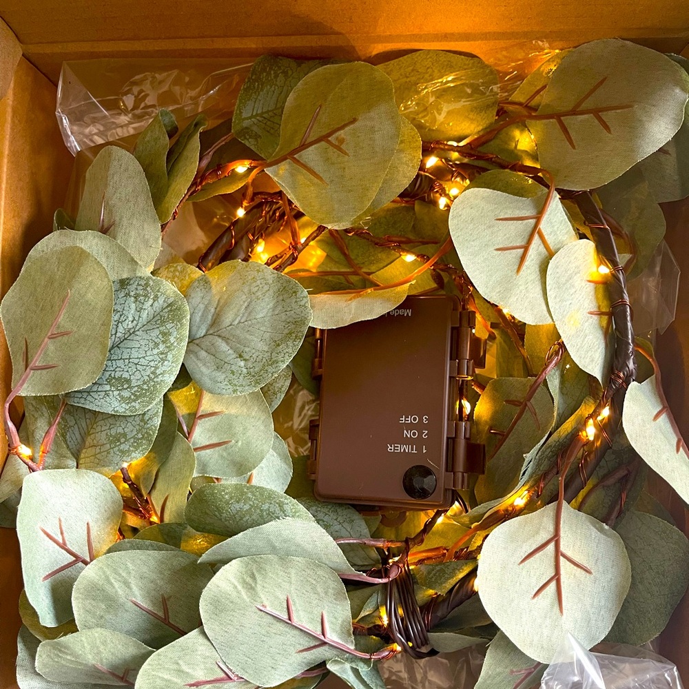 Eucalyptus decorative garland with LED fairy lights for wedding, holiday decor